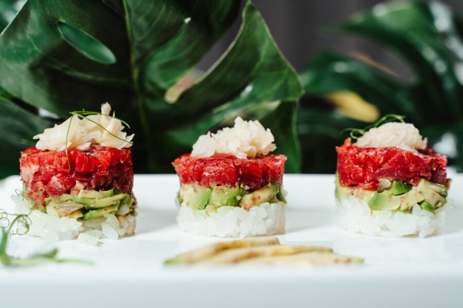 Mini tartare di Riso, manzo, avocado e zenzero