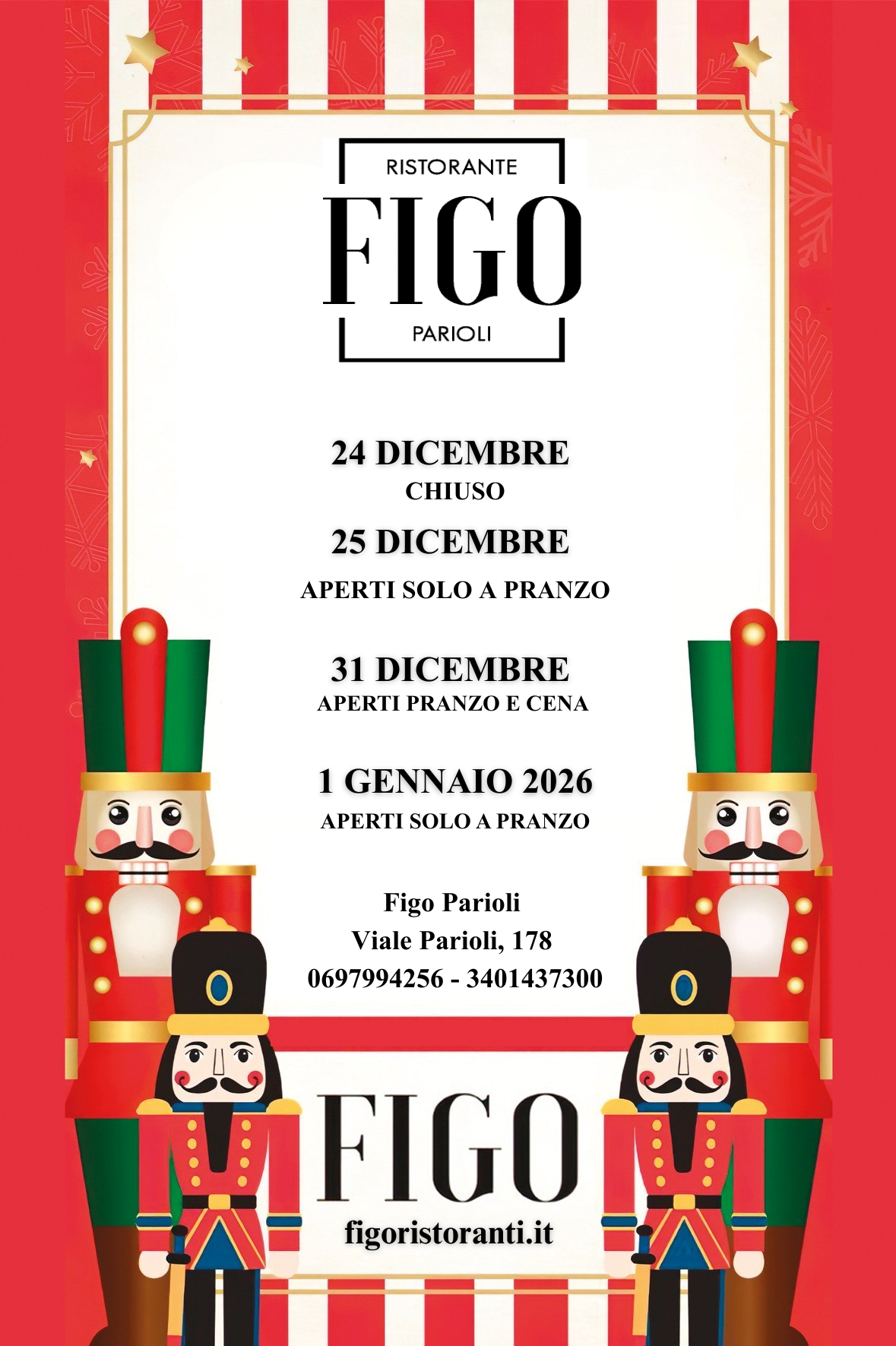 Pranzo di Natale e Cenone di Capodanno 2025 al Figo Parioli a Roma